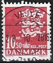FRIMÆRKER DANMARK | 2009 - AFA 1562 - Lille Rigsvåben - 10,50 Kr. rød - Pragt Stemplet Vejle